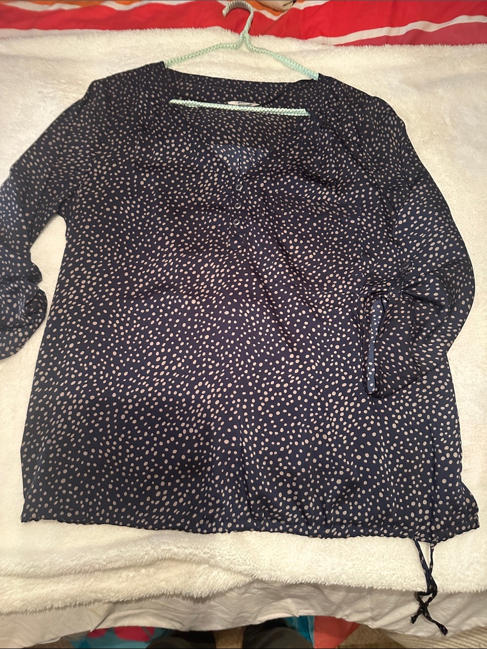 Mexx Navy and Cream Polka Dot Blouse